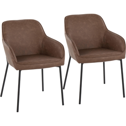 Daniella Dining Chair in Espresso Leatherette & Black Steel (Set of 2)